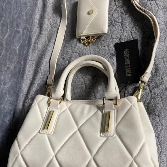 Brand New Very Sweet STEVE MADDEN Ivory Designer Shoulder Satchel Purse Handbag - Picture 6 of 9
